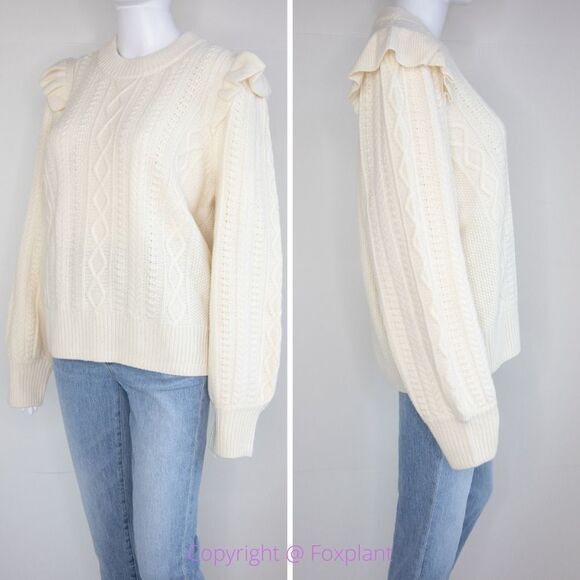Madewell Hollydene Ruffle-Shoulder Pullover Sweater, women's size XXL - Picture 4 of 16
